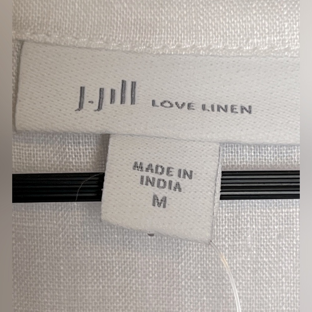NWT J.Jill Love Linen White Tunic Paisley Trim Beading resort Medium - Picture 8 of 9
